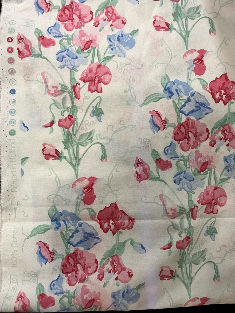 Vintage Laura Ashley Floral Cotton Fabric in White, Pink, Blue, Green